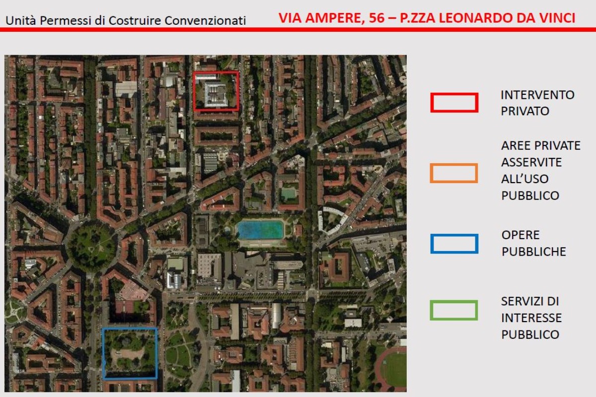 via Ampère 56 - piazza Leonardo da Vinci  - Localizzazione dell’intervento su ortofoto